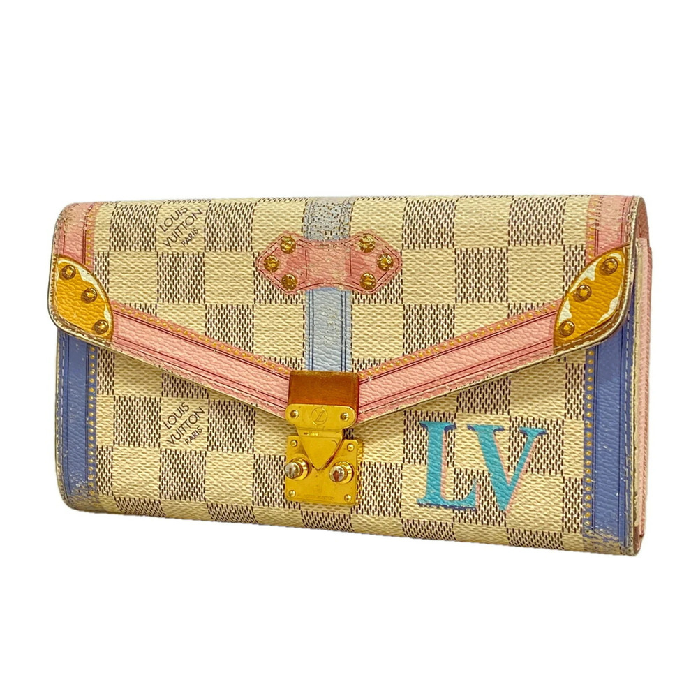 Louis Vuitton Damier Azur Summer Trunk Portefeuille Sarah Long Wallet N60119 ...